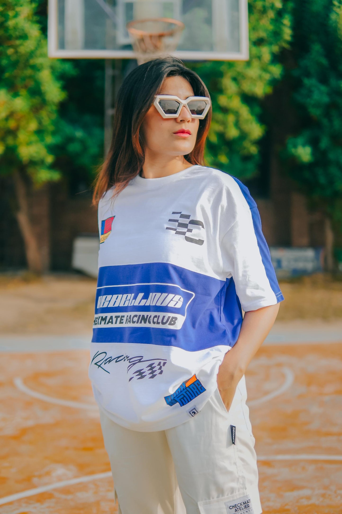REBELLIOUS OVERSIZED T-SHIRT - BLUE